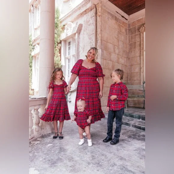 JessaKae Clara Red Plaid 3-tiered Smocked Midi Dress - Picture 2 of 9